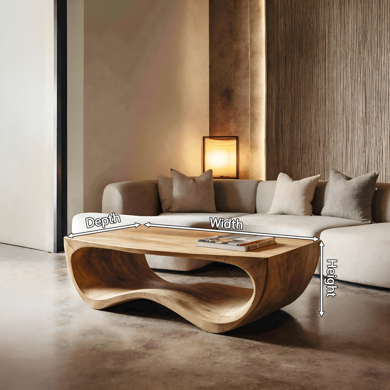 Artistic Sculptural Curved Coffee Table For Living Room
