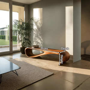 Handcrafted Style Bench With Sculptural Curves For Home