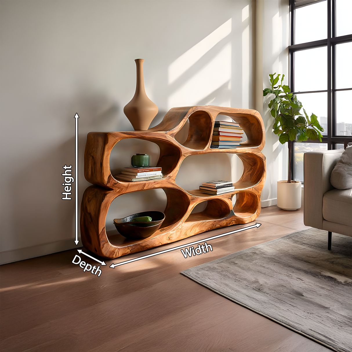 Artistic Curved Bookshelf For Living Room Styling