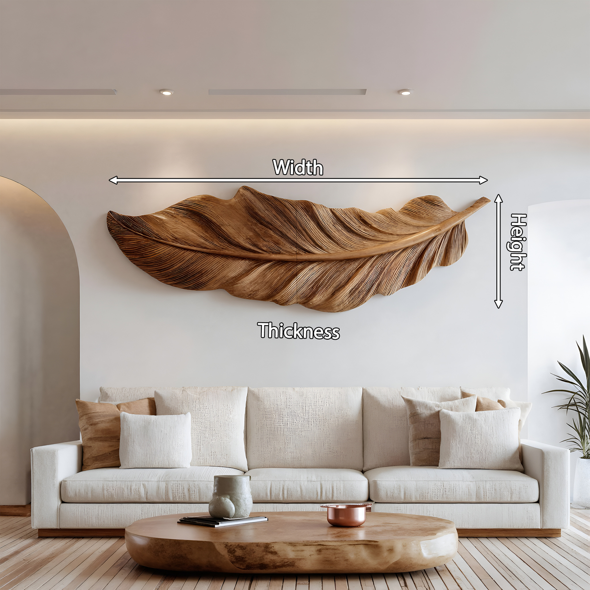 Hand Carved Feather Wall Art For Modern Home Decor