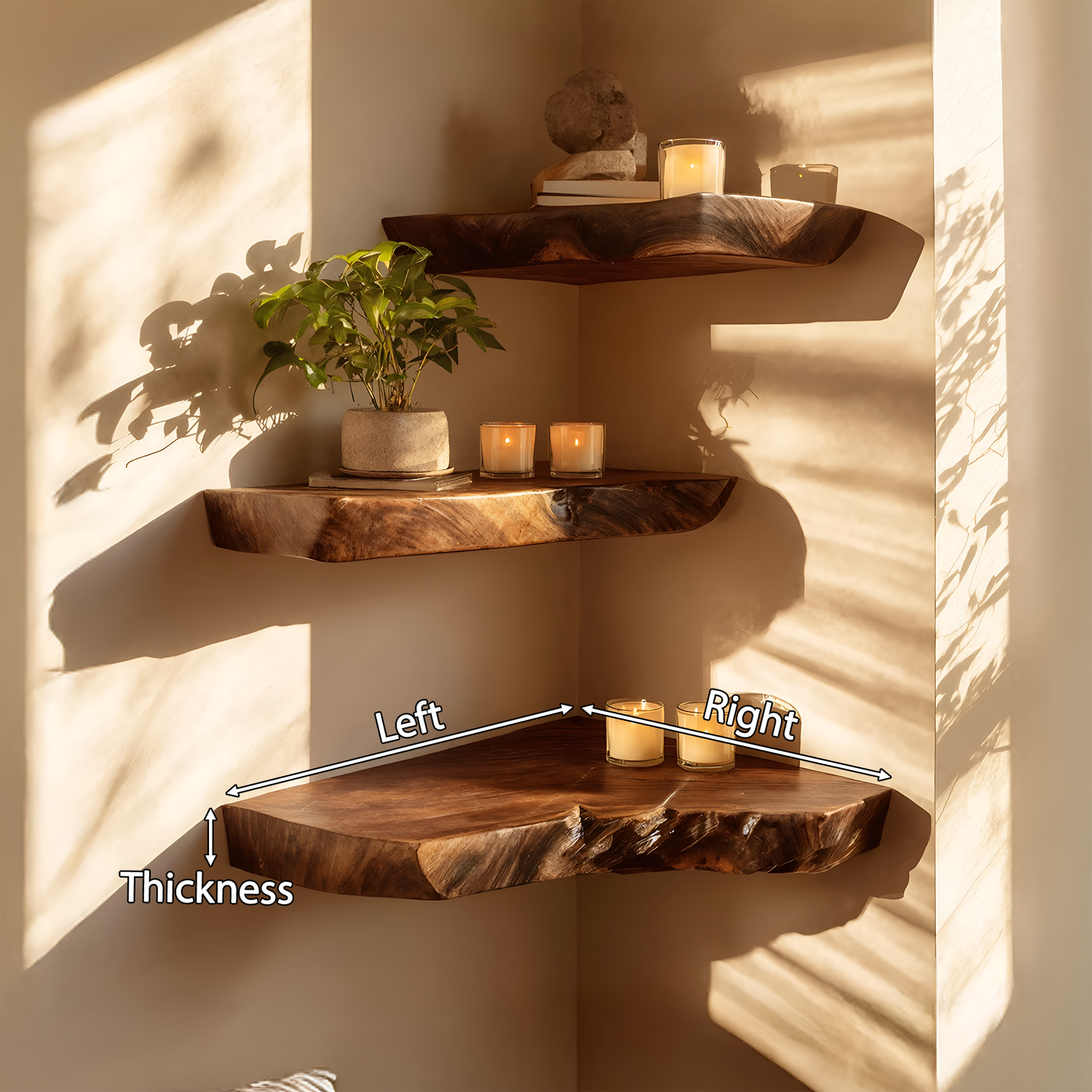 Farmhouse Solid Wood Corner Shelf For Bedroom Decor And Entryway Design