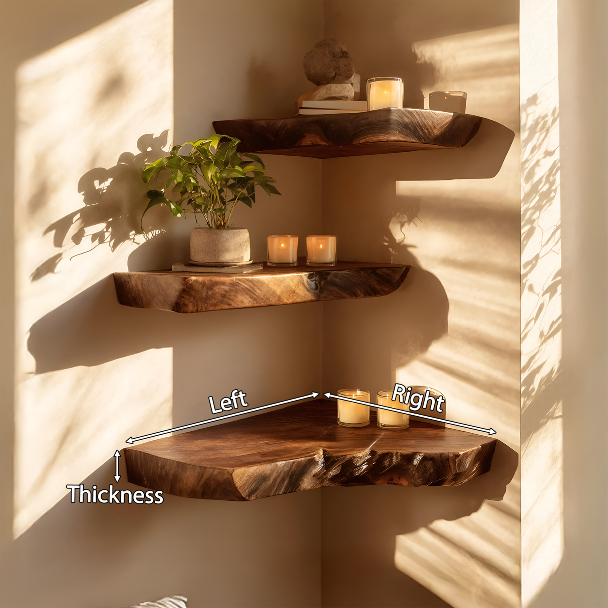 Farmhouse Solid Wood Corner Shelf For Bedroom Decor And Entryway Design