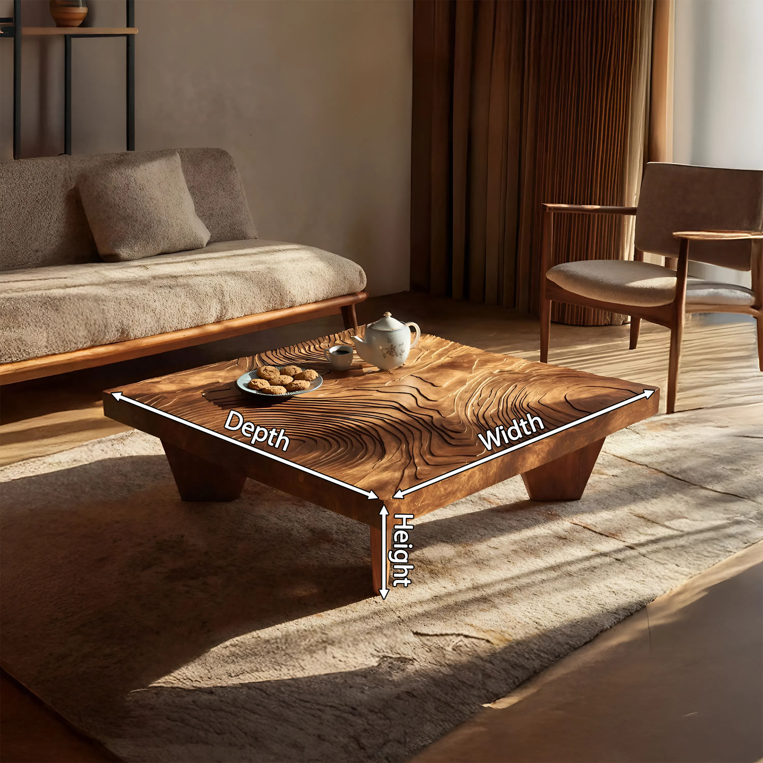 Handcrafted Live Edge Solid Wood Coffee Table For Living Room