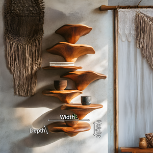 Handcrafted Solid Wood Mushroom Shelf For Organic Furniture Decor