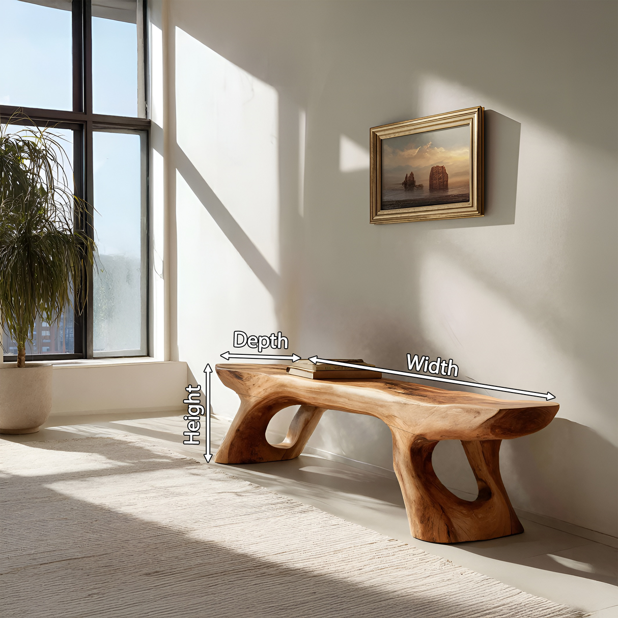 Minimal Sculptural Bench For Bedroom Or Entryway