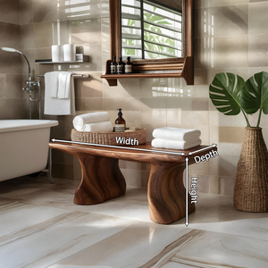 Modern Organic Curved Bath Bench For Bathroom