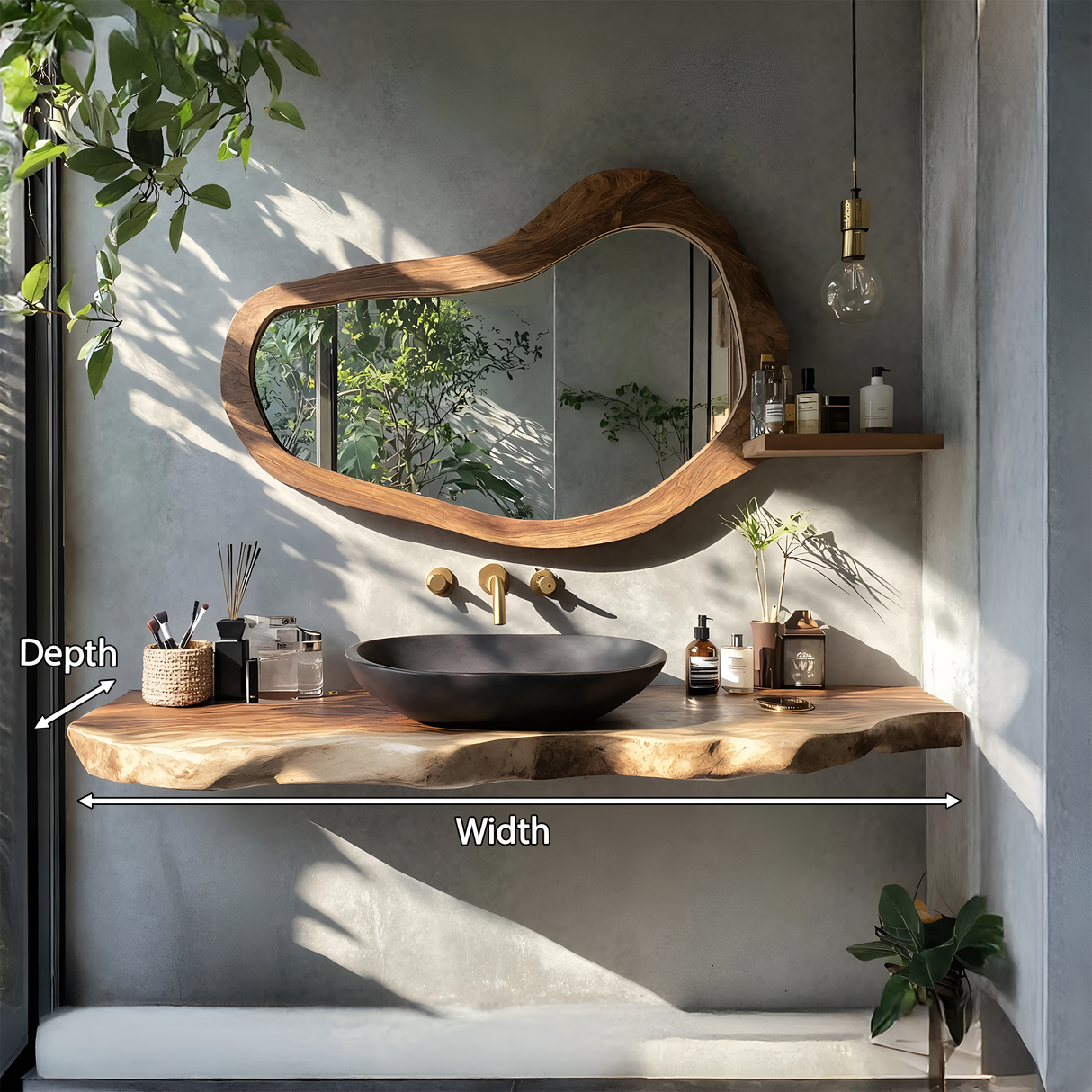 Rustic Bathroom Vanity With Live Edge Wood Detail