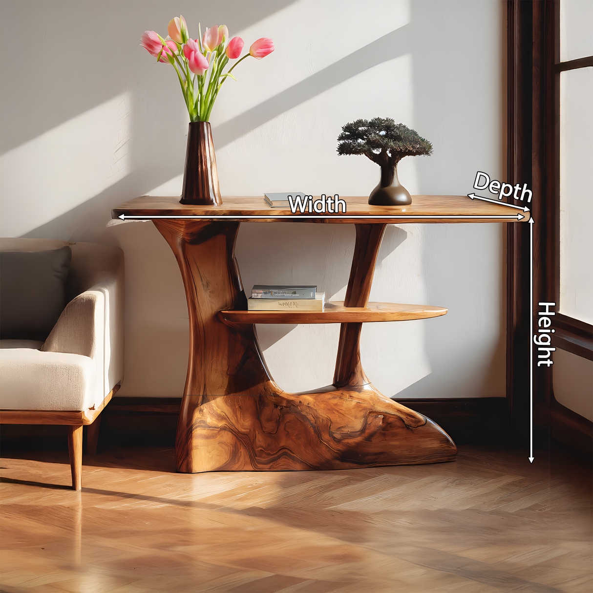 Modern Live Edge Console Table For Minimalist Living Room