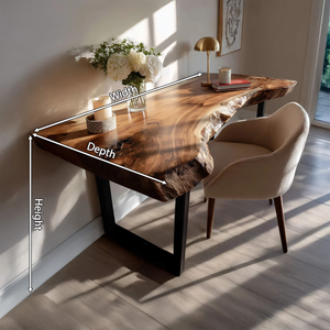 Mid Century Wooden Live Edge Desk For Living Room Decor
