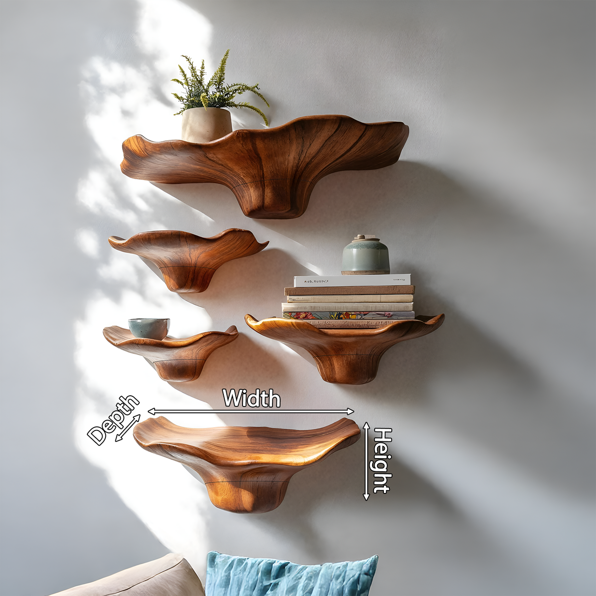 Farmhouse Solid Wood Mushroom Shelf For Bedroom Interior Styling
