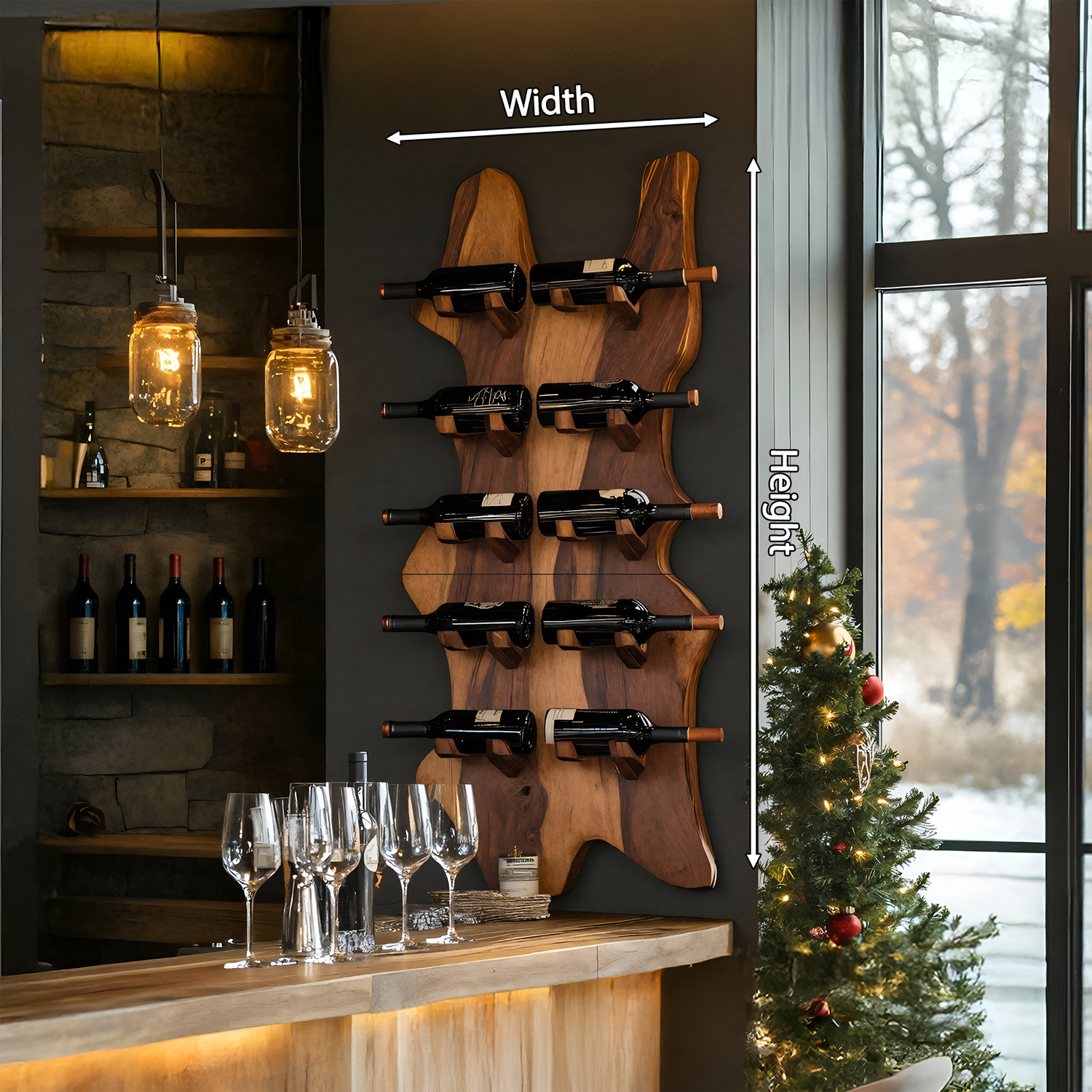 Modern Solid Wood Wine Rack For Bar Decor And Home Display