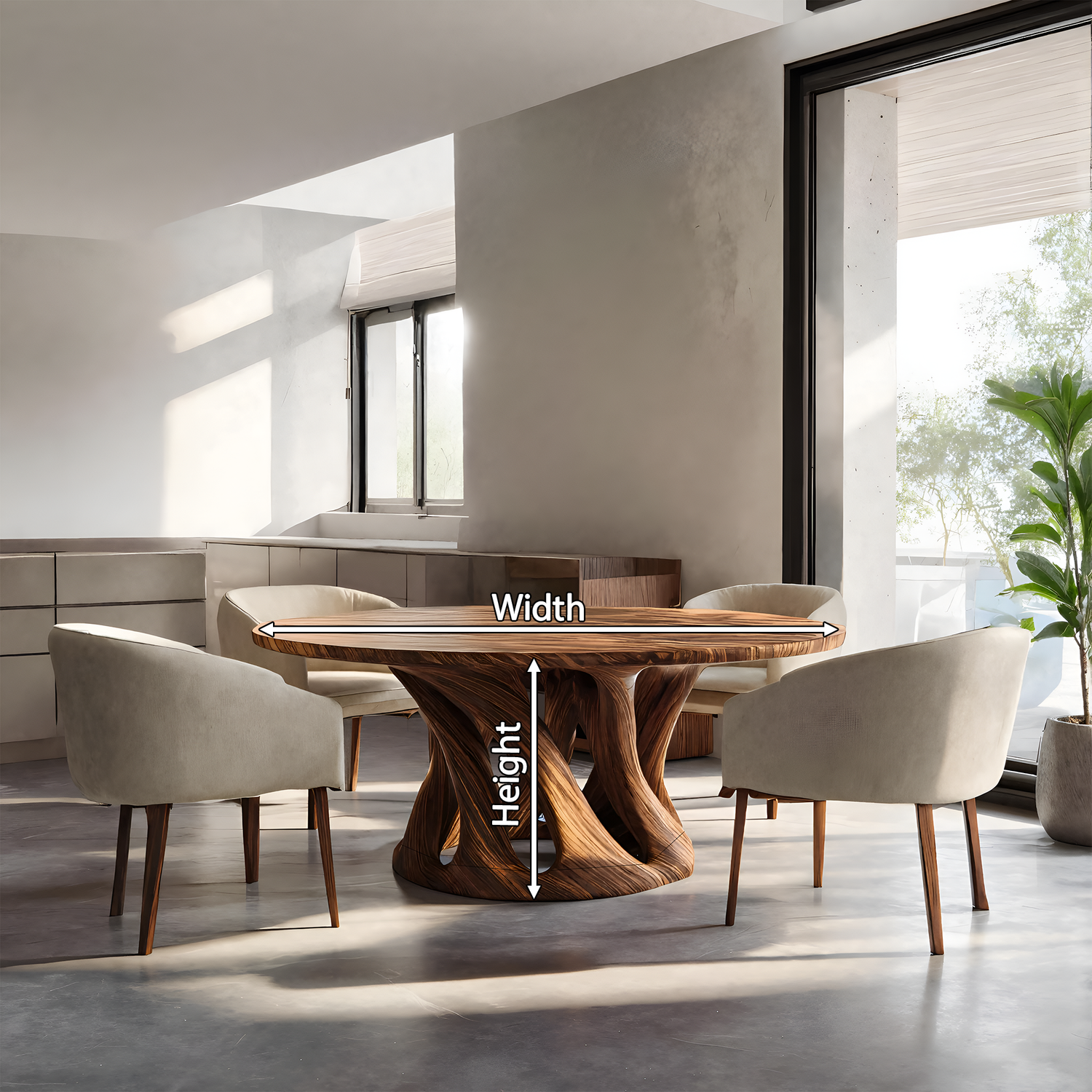 Sculptural Round Dining Table For Contemporary Interior
