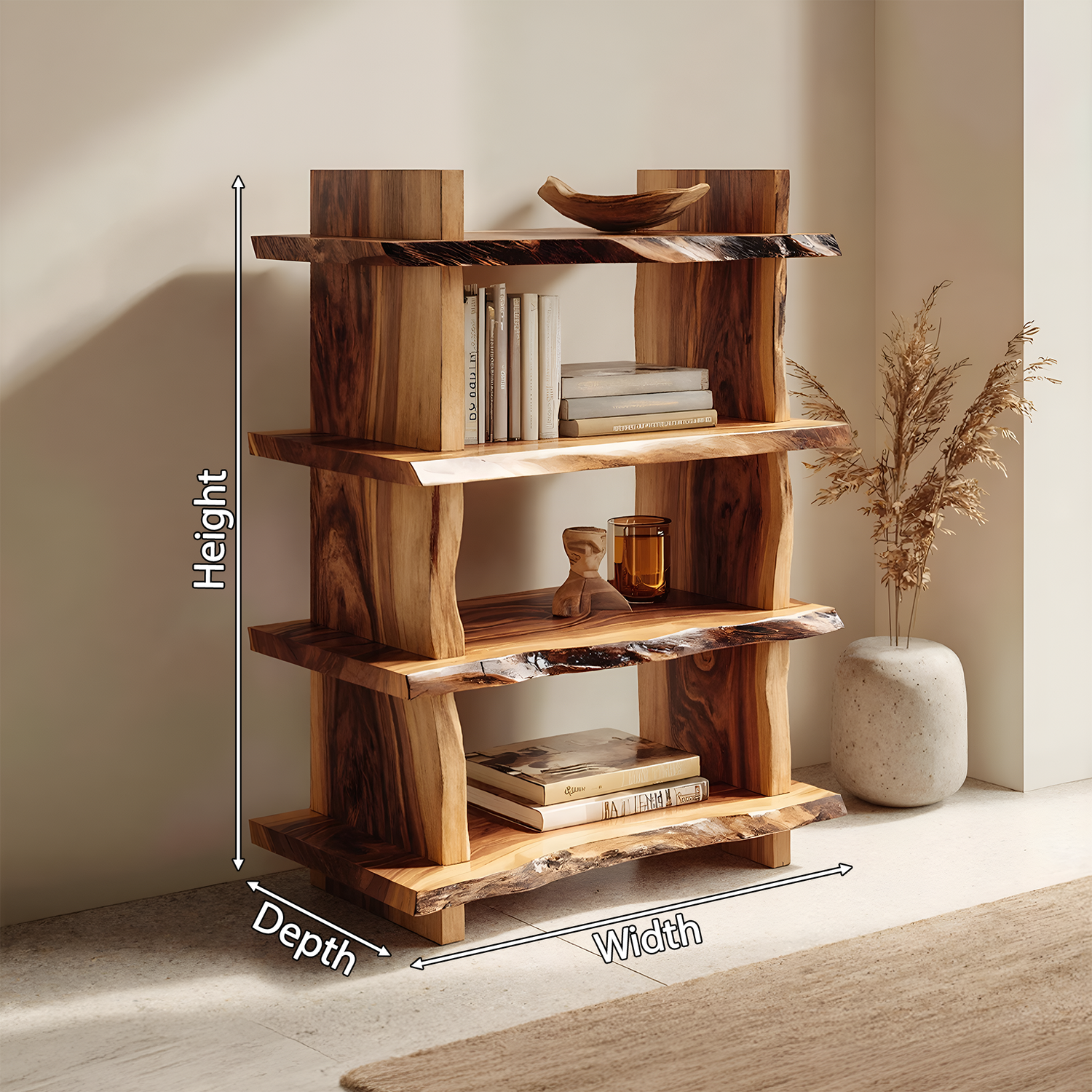 Minimal Wood Bookshelf For Bedroom Storage And Modern Decor