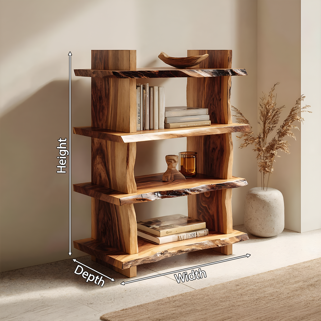 Minimal Wood Bookshelf For Bedroom Storage And Modern Decor