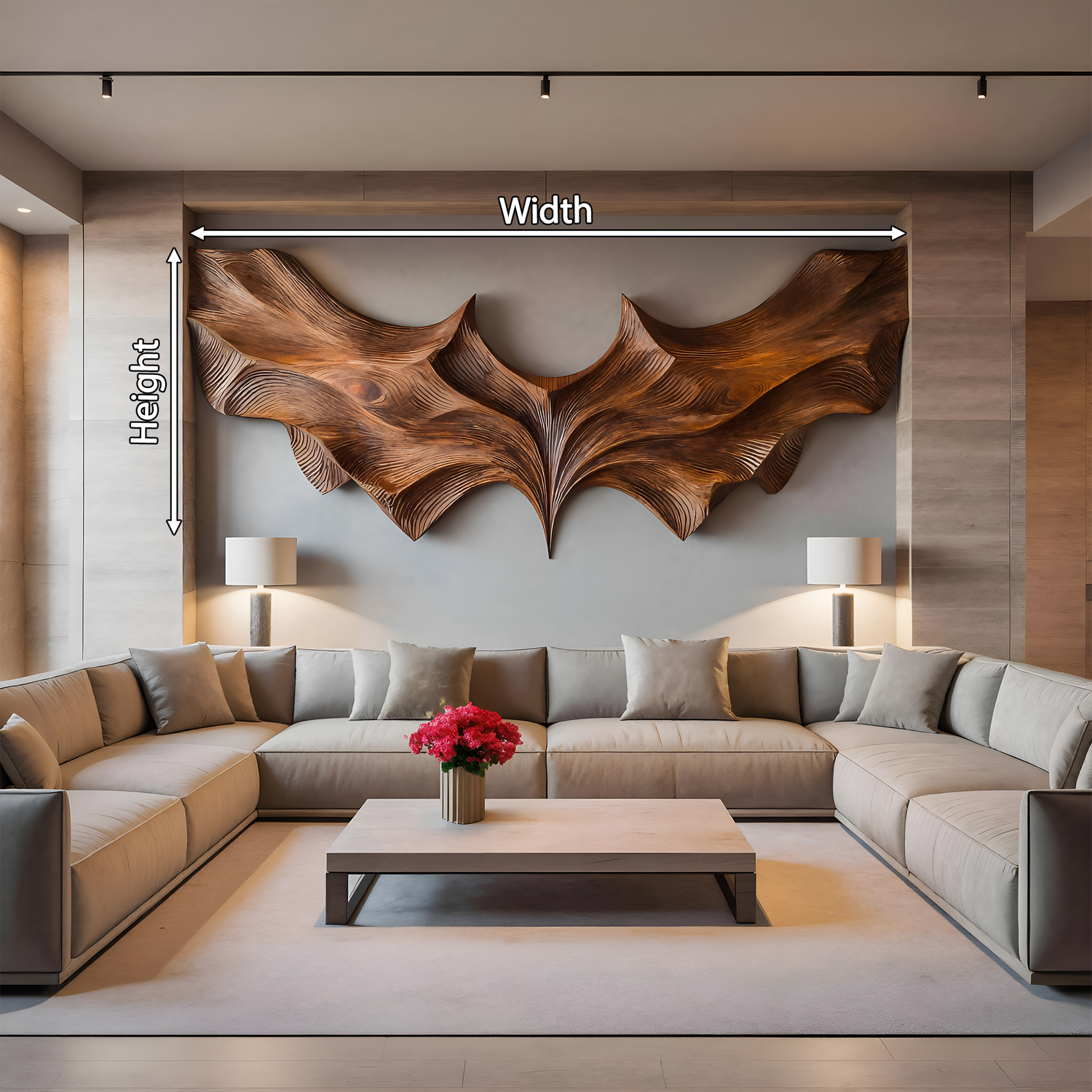 Contemporary Sculptural Wood Bat Wall Art For Living Room