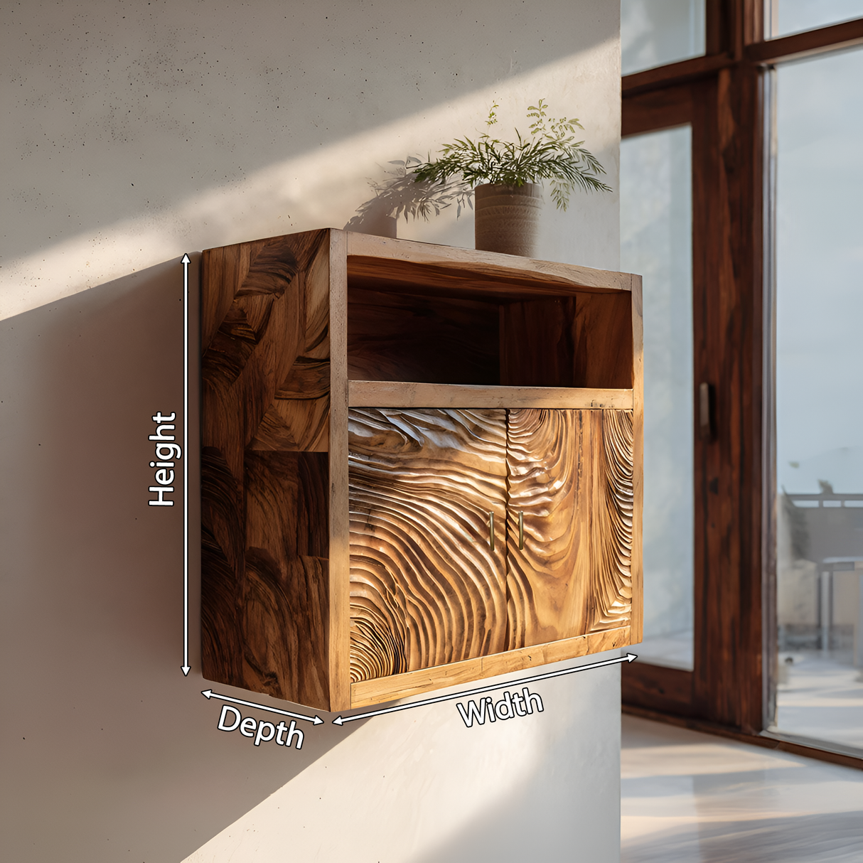 Minimalist Natural Wood Kitchen Wall Storage Shelf For Pantry
