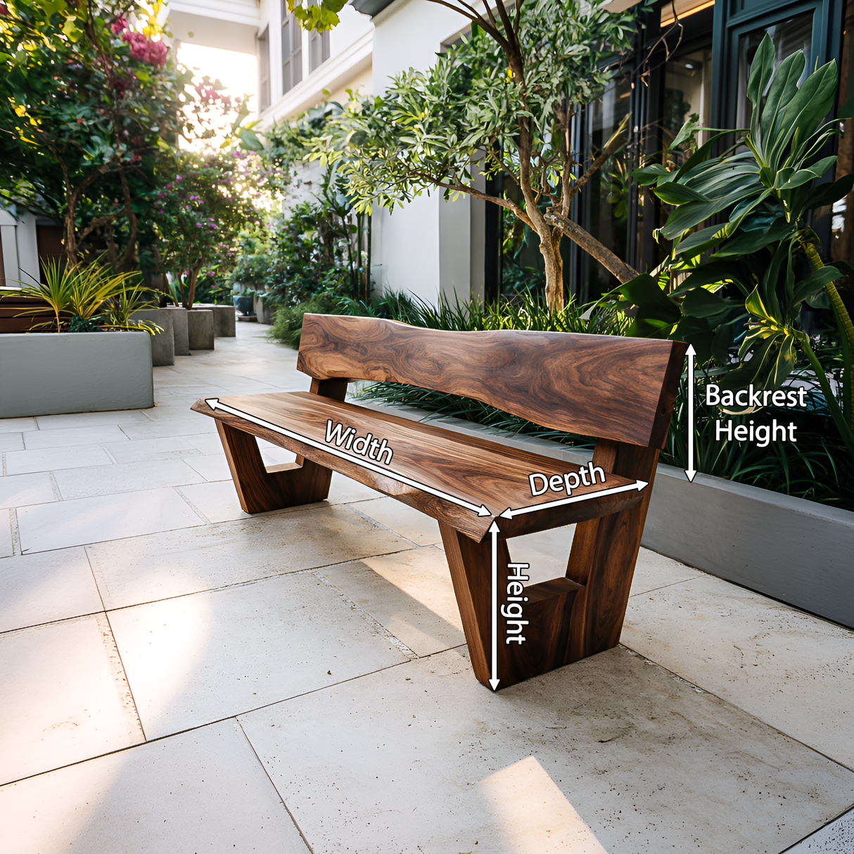 Rustic Outdoor Wooden Bench For Garden Seating