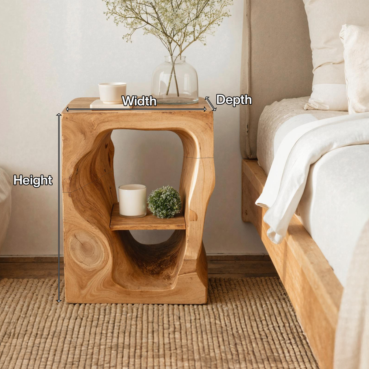 Mid Century Wooden Nightstand For Chic Bedroom Set