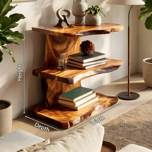 Farmhouse Wooden Live Edge Standing Shelf For Housewarming Gift Decor