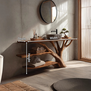 Farmhouse Wooden Live Edge Bathroom Vanity For Rustic Bathroom Design