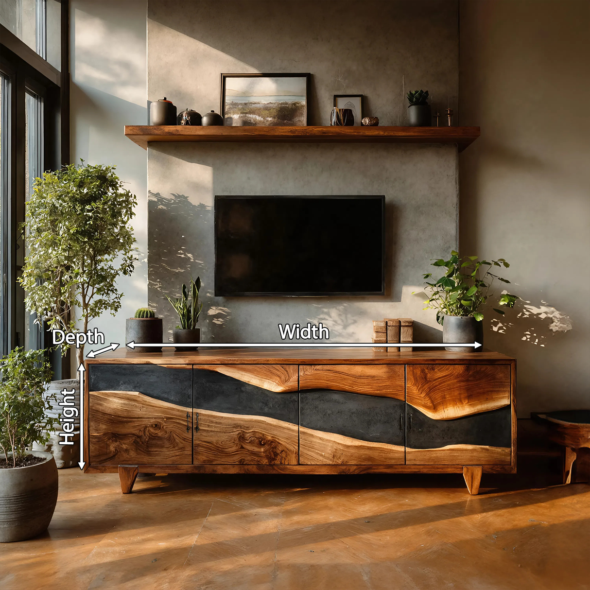 Farmhouse Solid Wood Media Console For Home Decor