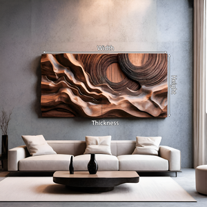 Layered Wave Wall Sculpture With Abstract Circles For Living Room
