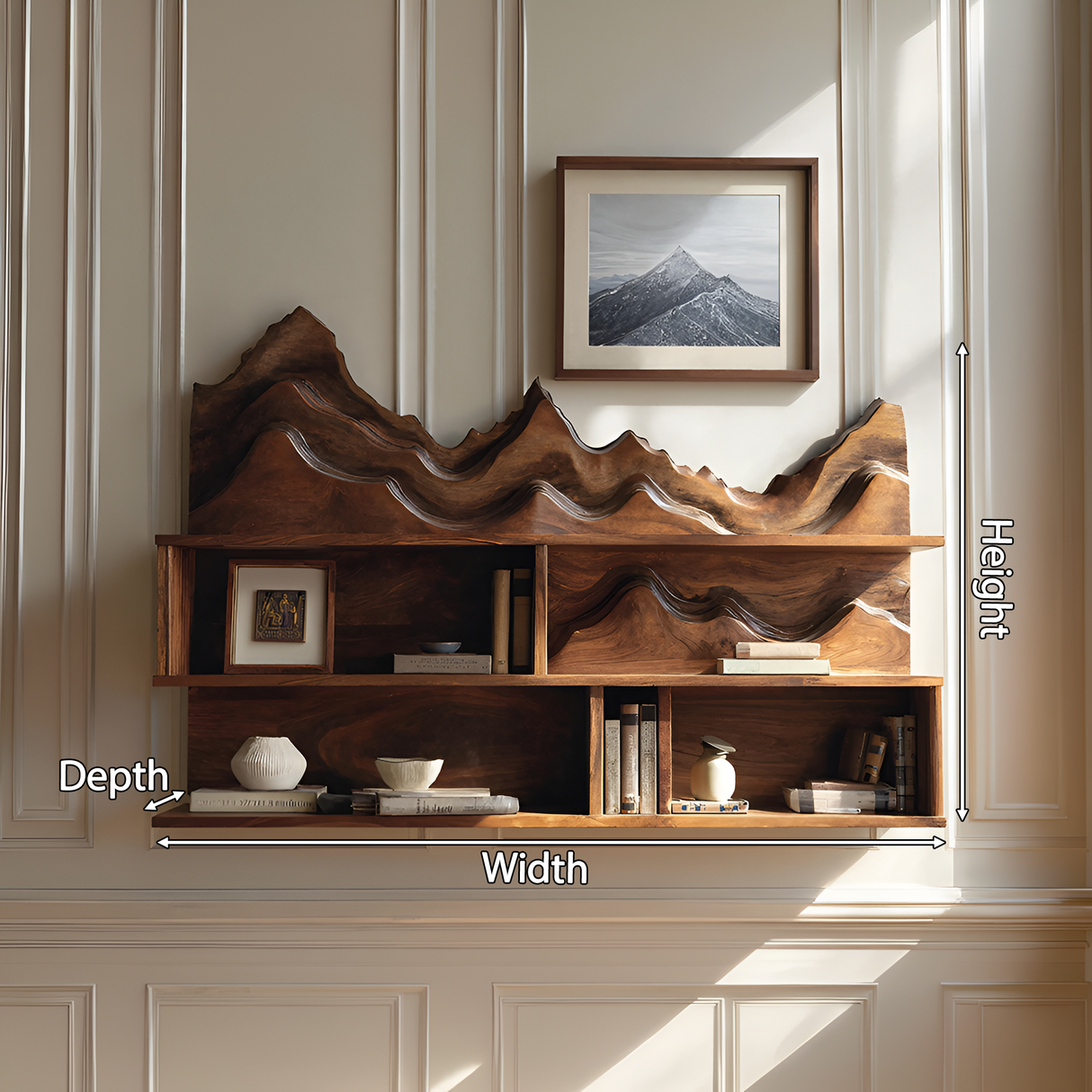 Minimalist Wooden Wall Mounted Bookshelf For Office Storage