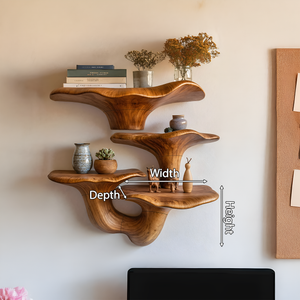 Farmhouse Wooden Live Edge Mushroom Shelf For Cozy Interior Design