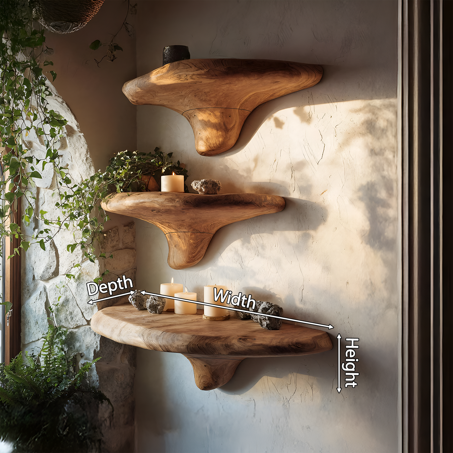 Modern Solid Wood Mushroom Shelf For Luxury Living Room Decor