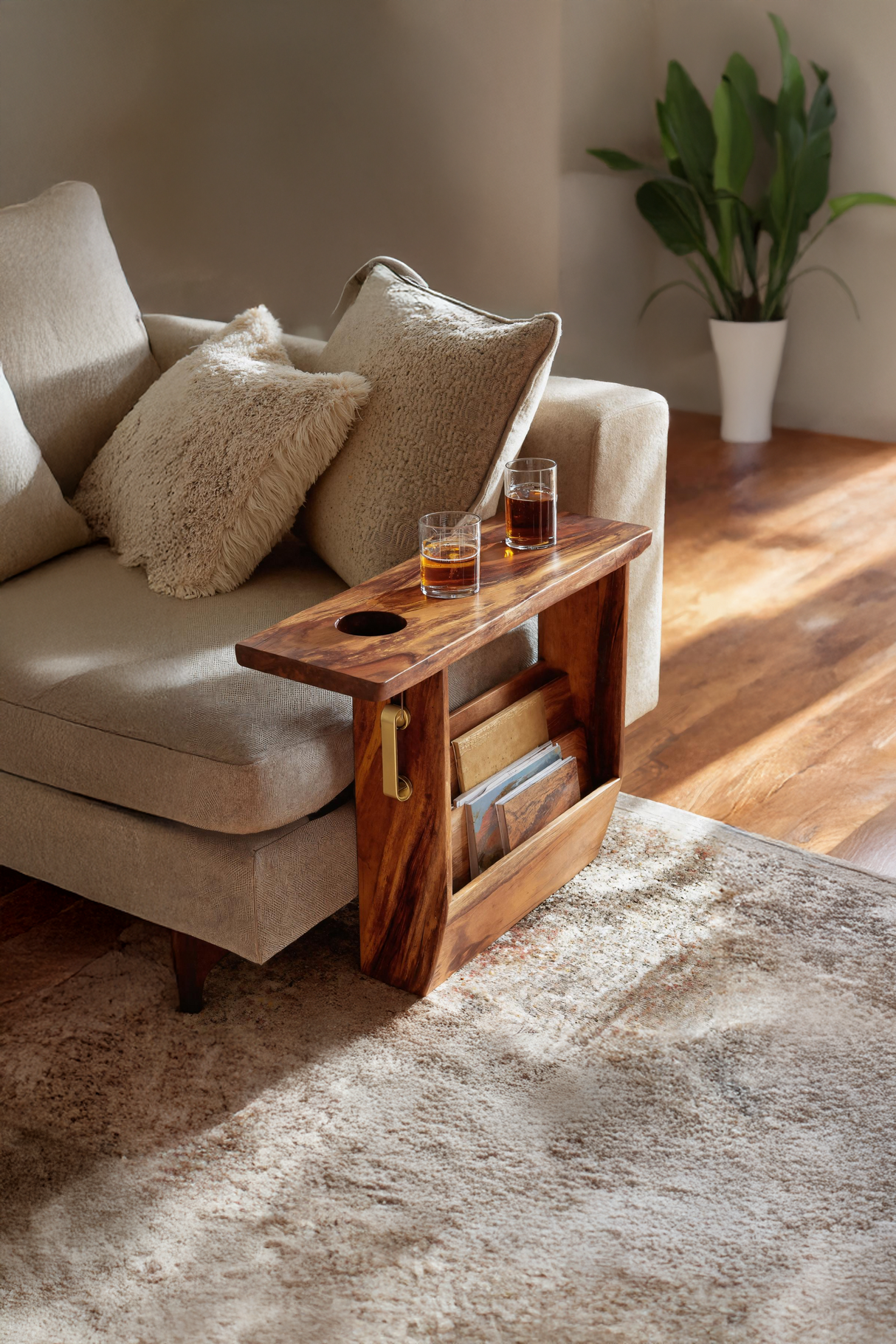 Mid Century Solid Wood Armrest For Furniture Decor