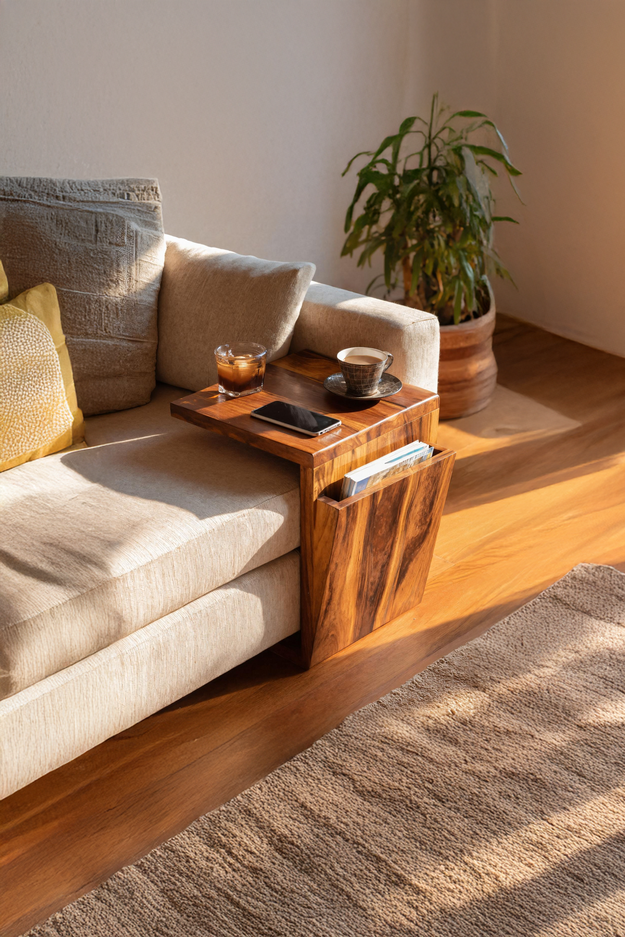 Handcrafted Live Edge Armrest For Unique Sofa Style