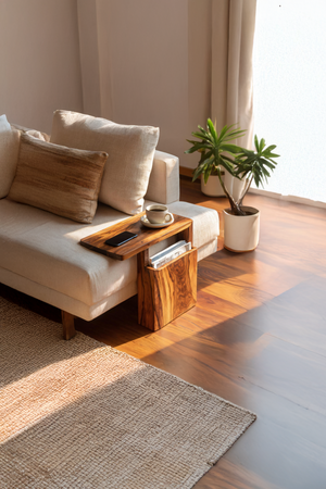 Rustic Wooden Armrest For Warm Living Room Design