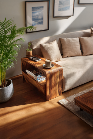Handcrafted Wooden Side Table For Living Room Accent