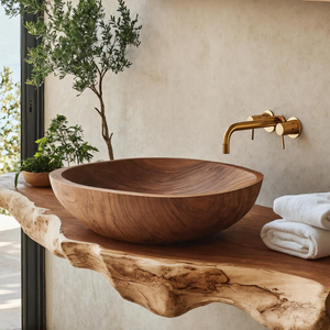 Rustic Wood Wash Basin For Cozy Bathroom Vanity Decor