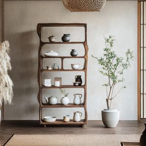 Mid Century Wooden Open Shelf For Living Room Furniture Decor