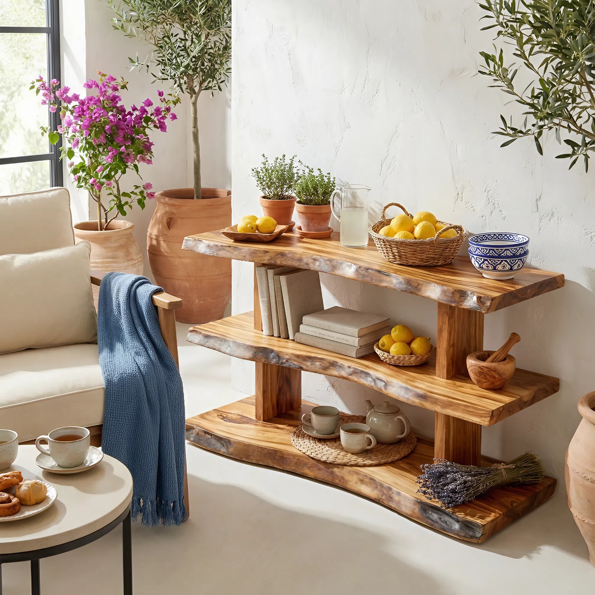 Handcrafted Wood Bookshelf For Bedroom Storage And Furniture Decor