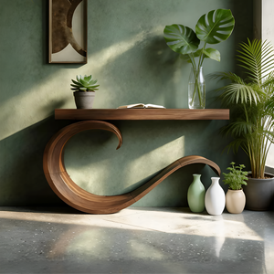 Handcrafted Sculptural Live Edge Console Table For Luxury Living Room