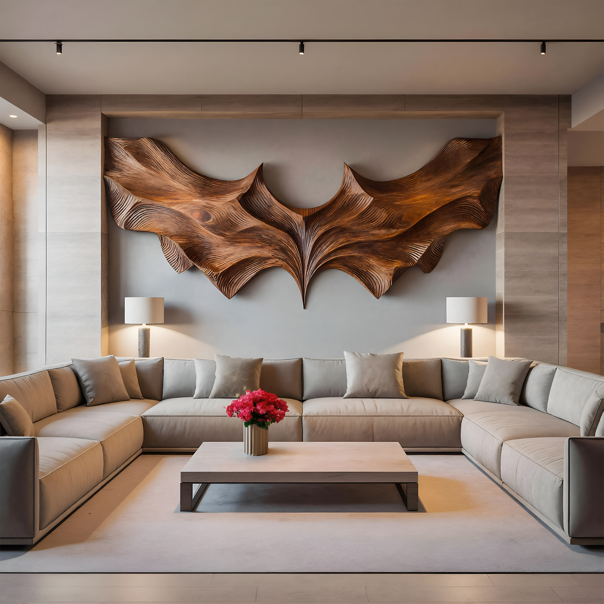 Contemporary Sculptural Wood Bat Wall Art For Living Room