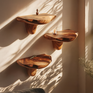 Mid Century Live Edge Mushroom Shelf For Unique Home Furniture Decor