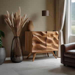 Hand Carved Wave Cabinet For Living Room Or Entryway