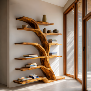 Modern Bookshelf Flowing Curved Design For Living Decor