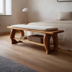 Minimalist Wooden Bench For Bedroom Interior Accent