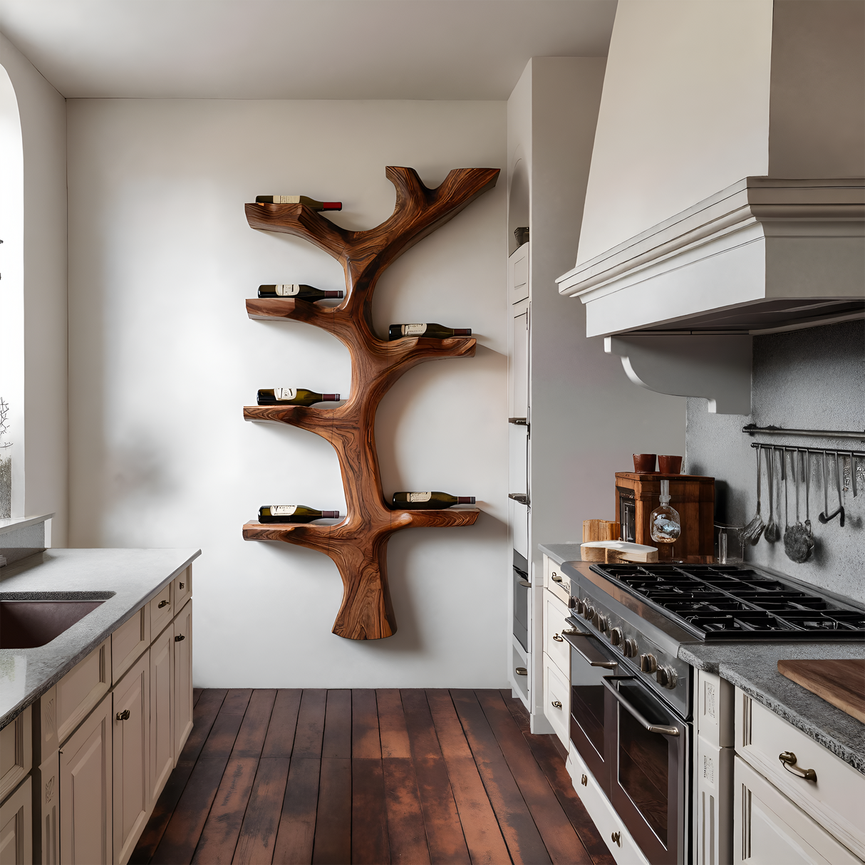 Rustic Wooden Wine Rack Branch Style For Home Bar