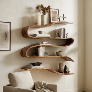 Industrial Natural Wood Kitchen Floating Shelf For Pantry Storage