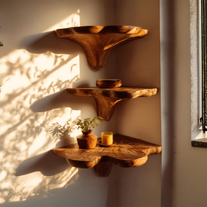 Farmhouse Wooden Live Edge Mushroom Shelf For Bedroom Furniture Decor