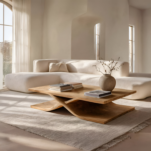 Modern Coffee Table Curved Layered Design For Living Room