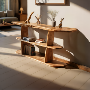 Mid Century Live Edge Console Table For Contemporary Decor