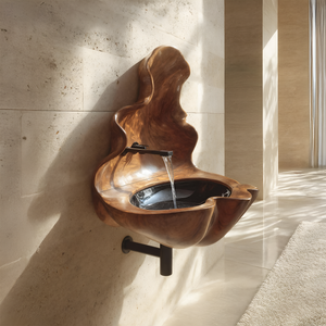 Handcrafted Wooden Live Edge Wood Basin For Artistic Furniture Decor