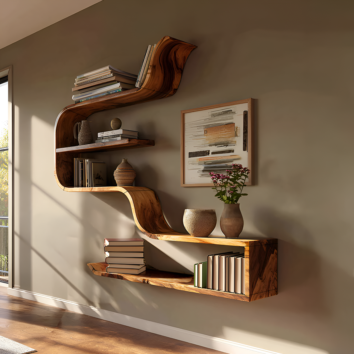 Handcrafted Wooden Entryway Organizer Shelf For Hallway Storage