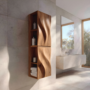 Luxury Bathroom Cabinet Wave Carved Doors For Bathroom